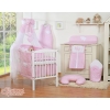 Baby Bedding set 5-pcs- with canopy- Hanging Hearts white polka dots on pink