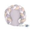 Baby braided knot donut pillow/ play mat 2 in 1 - white-beige-gray