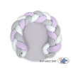Baby braided knot donut pillow/ play mat 2 in 1 - white-lilac-gray