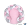 Baby braided knot donut pillow/ play mat 2 in 1 - white-pink-gray