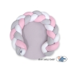 Baby braided knot donut pillow/ play mat 2 in 1 - white-pink-gray