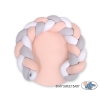 Baby braided knot donut pillow/ play mat 2 in 1 - white-powder pink-gray