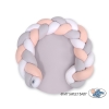 Baby braided knot donut pillow/ play mat 2 in 1 - white-powder pink-gray