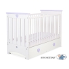Baby cot bed 120x60cm Lorenzo III white/lilac with drawer MAXI