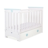 Baby cot bed 120x60cm Lorenzo III white/mint with drawer MAXI