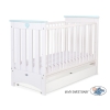 Baby cot bed 120x60cm Lorenzo III white/mint with drawer STANDARD
