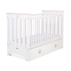 Baby cot bed 120x60cm Lorenzo III white/pink with drawer MAXI