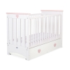 Baby cot bed 120x60cm Lorenzo III white/powder pink with drawer MAXI