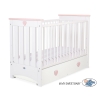 Baby cot bed 120x60cm Lorenzo III white/powder pink with drawer MAXI