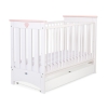 Baby cot bed 120x60cm Lorenzo III white/powder pink with drawer STANDARD