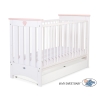 Baby cot bed 120x60cm Lorenzo III white/powder pink with drawer STANDARD