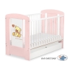 Baby cot bed 120x60cm Tedy Bear with bow pink with drawer STANDARD