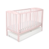 Baby cot bed 120x60cm with crown no. 5006-01- powder pink with drawer STANDARD