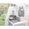 Baby Cot Bed Mosquito-net made of tulle- Hanging Hearts anthracite