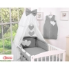 Baby Cot Bed Mosquito-net made of tulle- Hanging Hearts anthracite