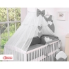 Baby Cot Bed Mosquito-net made of tulle- Hanging Hearts anthracite