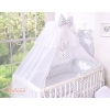 Baby Cot Bed Mosquito-net made of tulle- Hanging Hearts black dots on white