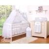 Baby Cot Bed Mosquito-net made of tulle- Hanging Hearts black dots on white
