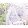 Baby Cot Bed Mosquito-net made of tulle- Hanging Hearts black dots on white