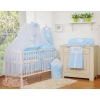Baby Cot Bed Mosquito-net made of tulle- Hanging Hearts blue stripes