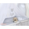 Baby Cot Bed Mosquito-net made of tulle- Hanging Hearts gray