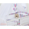 Baby Cot Bed Mosquito-net made of tulle- Hanging Hearts lila stripes