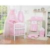 Baby Cot Bed Mosquito-net made of tulle- Hanging Hearts pink