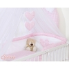 Baby Cot Bed Mosquito-net made of tulle- Hanging Hearts pink checkered