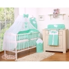 Baby Cot Bed Mosquito-net made of tulle- Hanging Hearts white dots on mint