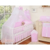 Baby Cot Bed Mosquito-net made of tulle- Hanging Hearts white on pink