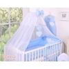 Baby Cot Bed Mosquito-net made of tulle- Hanging Hearts white polka dots on blue