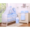 Baby Cot Bed Mosquito-net made of tulle- Hanging Hearts white polka dots on blue