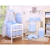 Baby Cot Bed Mosquito-net made of tulle- Hanging Hearts white polka dots on blue