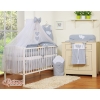 Baby Cot Bed Mosquito-net made of tulle- Hanging Hearts white polka dots on gray