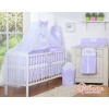 Baby Cot Bed Mosquito-net made of tulle- Hanging Hearts white polka dots on lilac
