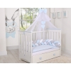 Baby Cot Bed Mosquito-net made of tulle- white hearts with blue
