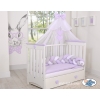 Baby Cot Bed Mosquito-net made of tulle- white with lilac hearts
