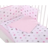 Baby Crib/Cot Bedding set 3-pcs - stars gray - pink/ pink