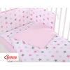 Baby Crib/Cot Bedding set 3-pcs - stars gray - pink/ pink