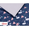 Baby Crib/Cot Bedding set 3-pcs - Swans navy blue