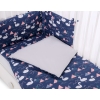Baby Crib/Cot Bedding set 3-pcs - Swans navy blue