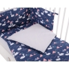 Baby Crib/Cot Bedding set 3-pcs - Swans navy blue