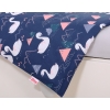 Baby Crib/Cot Bedding set 3-pcs - Swans navy blue