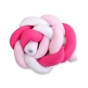 Baby Crib/Cot Braided Bumper 180cm - white-dark pink-pink