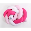 Baby Crib/Cot Braided Bumper 180cm - white-dark pink-pink