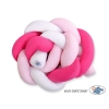 Baby Crib/Cot Braided Bumper 180cm - white-dark pink-pink
