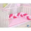 Baby Crib/Cot Braided Bumper 180cm - white-dark pink-pink