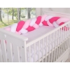 Baby Crib/Cot Braided Bumper 180cm - white-dark pink-pink