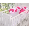 Baby Crib/Cot Braided Bumper 180cm - white-dark pink-pink