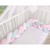 Baby crib Knot bumper- white-pink-mint